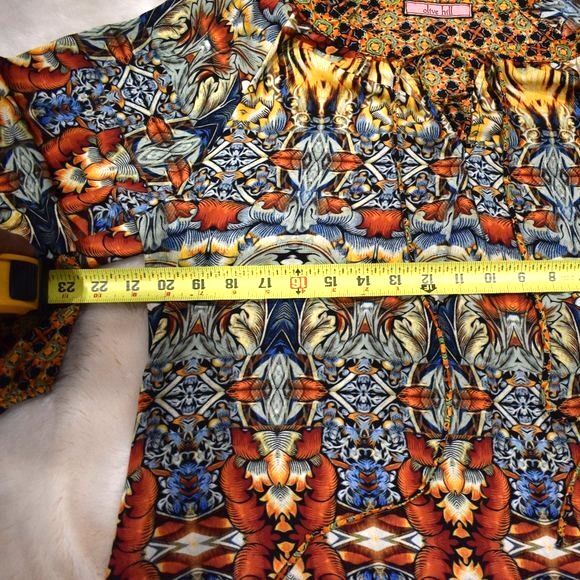 Olive Hill Boho Blouse Size Medium Long Sleeve Colorful Flowy Top Festival - Picture 12 of 16
